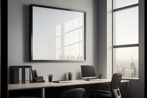 Mockup of black frame in office interior photo