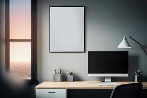 Mockup of black frame in office interior photo
