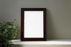 Mockup of white frame in home interior photo