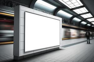 big led blank white screen mock up displayed at underground station for advertisement space photo