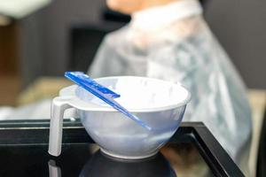 White hair dye in container photo