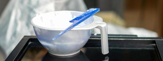 White hair dye in container photo