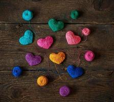 Colorful heart shaped sewing threats photo