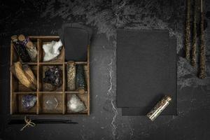 Esoteric, mystique and magic flat lay with copy space - Sorcery and alchemy photo