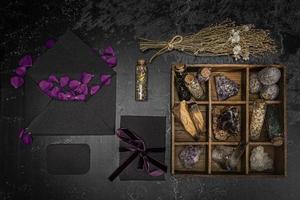 Esoteric, mystique and magic flat lay with copy space - Sorcery and alchemy photo