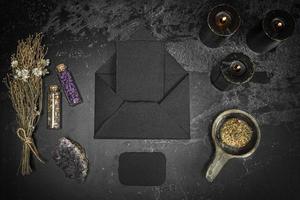 Esoteric, mystique and magic flat lay with copy space - Sorcery and alchemy photo