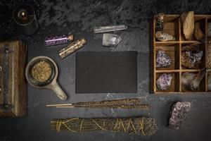 Esoteric, mystique and magic flat lay with copy space - Sorcery and alchemy photo