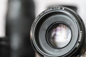 Close up of a Mirrorless camera lens photo