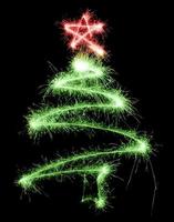 Christmas tree made by sparkler on a black photo