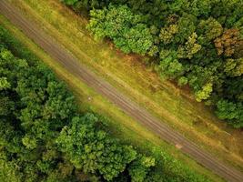 Aerial photo of a railway surrounded by forest