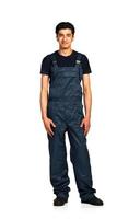 Repairman Arab nationality in the construction overalls on a white background photo