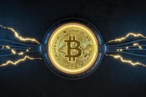 Bitcoin on the Circle Futuristic, Cryptocurrency concept photo