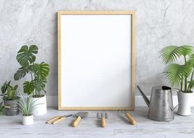 blank frame on the wall with plant photo