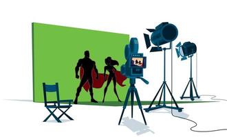 Superhero Couple Movie Set vector