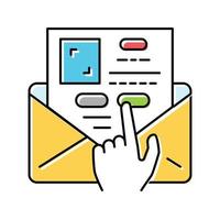 correo electrónico mensaje compromiso márketing color icono vector ilustración