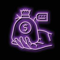 borrowing funds neon glow icon illustration vector