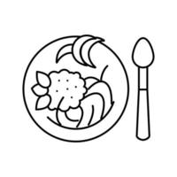ilustración de vector de icono de línea de pasta de sopa caliente