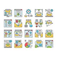 email marketing internet web icons set vector