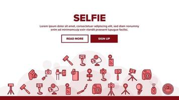 Selfie Photo Camera Landing Header Vector