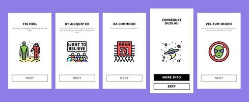 Ufo Guest Visiting Onboarding Icons Set Vector