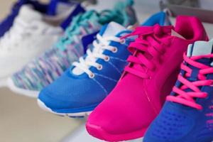 Variety of the colorful sneakers on sale photo