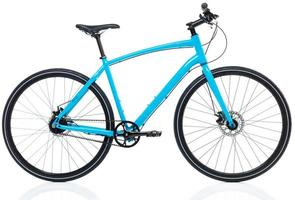 New blue bicycle isolated on a white photo