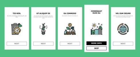 Green Economy Industry Onboarding Icons Set Vector