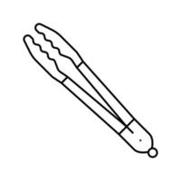 silicona tenazas cocina utensilios de cocina línea icono vector ilustración