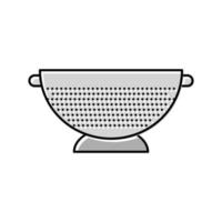 stainless steel colander kitchen cookware color icon vector illustration