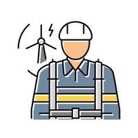wind turbine technician repair worker color icon vector illustration