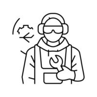 aircraft mechanic repair worker line icon vector illustration