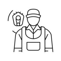 diesel mechanic repair worker line icon vector illustration