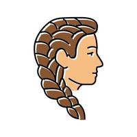 francés trenza peinado hembra color icono vector ilustración