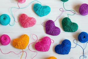 Colorful heart shaped sewing threats photo