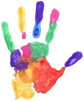 Close up of colored hand print photo