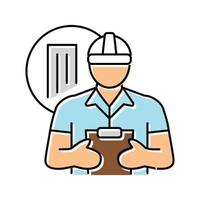 ingeniero construcción trabajador color icono vector ilustración