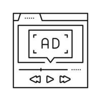 vídeo publicidad línea icono vector ilustración