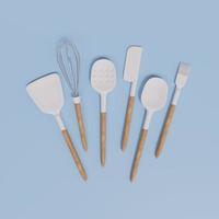 3D Rendering White Spatula Set on Blue Background, Set of Turner photo