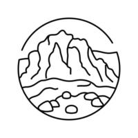 colina montaña paisaje línea icono vector ilustración