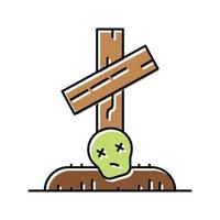 grave zombie scary color icon vector illustration