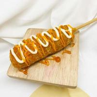 Crispy Corn Dog with Yummy Sauces. photo