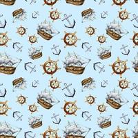 Sketch sea navigation seamless pattern photo