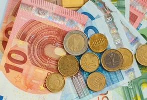 Money euro coins and banknotes photo