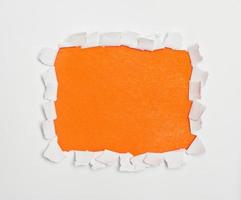 Torn paper on white background photo