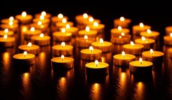 Many burning candles with shallow depth of field photo