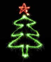 Christmas tree made by sparkler on a black photo