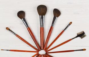 Makeup brushes set for professional on white background photo