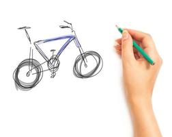 Woman's Hand draws a bicycle photo
