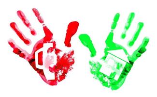 Multi coloured handprints. photo