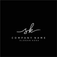 Initial SK handwriting of signature logo vector